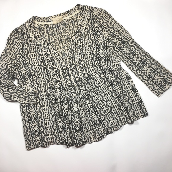 Anthropologie Tops - Anthropologie Peasant Top Pintuck Boho Babydoll